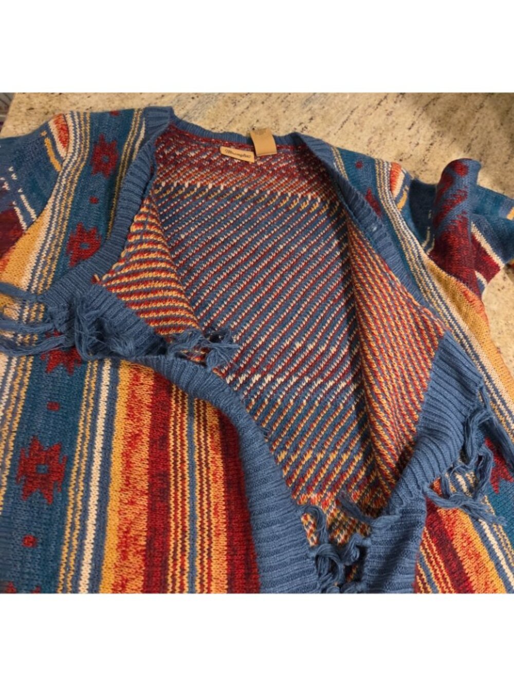 Wrangler Open Cardigan Sweater Womens M Fringe Aztec Southwestern Cowgirl - Picture 8 of 14